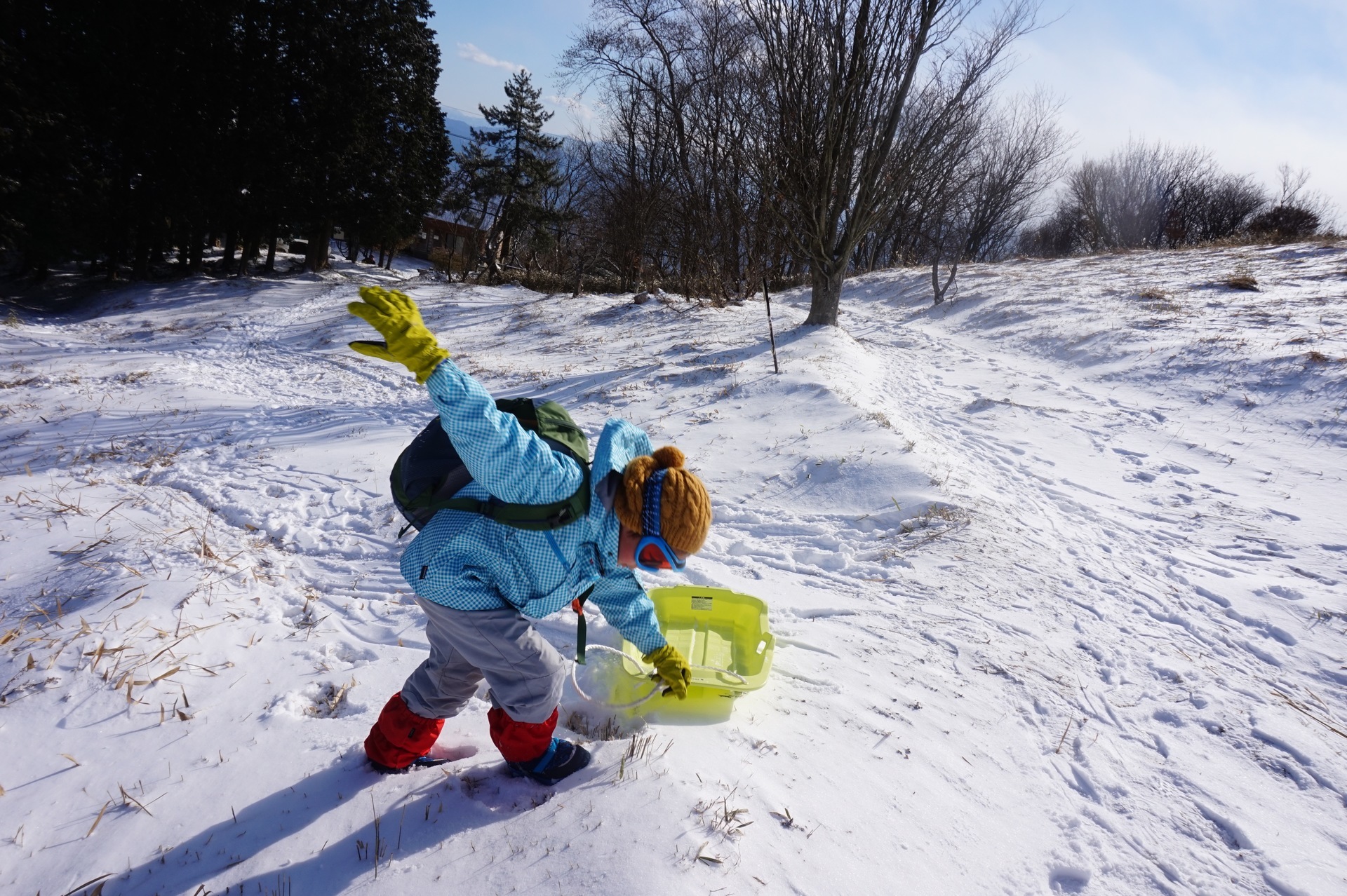 葛城山で雪遊び ぼうず三兄弟 今日もご機嫌